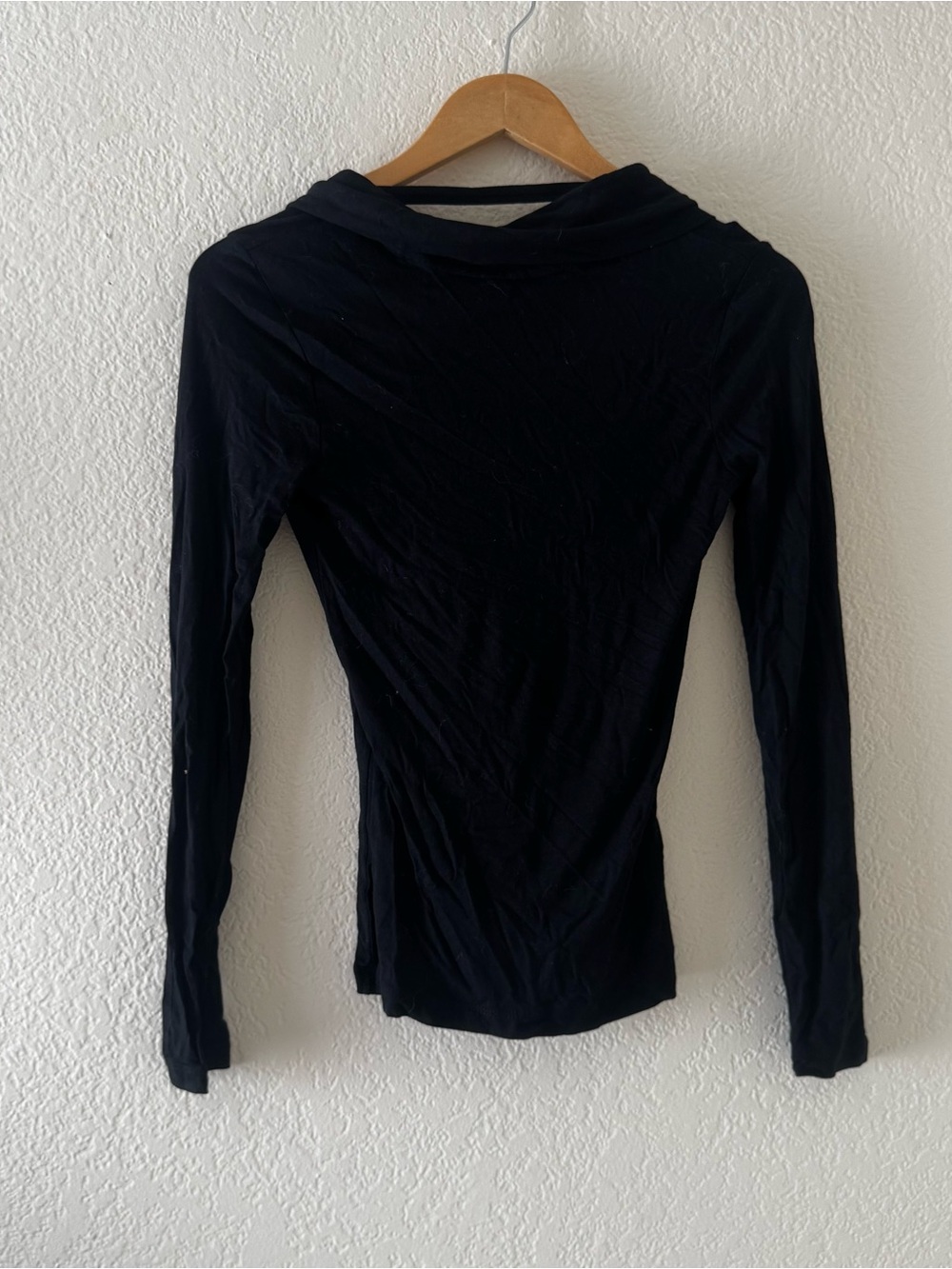 Michelle Mason black long sleeve cowl back top